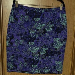 Talbots Vibrant Floral Pencil Skirt in Blue and Green